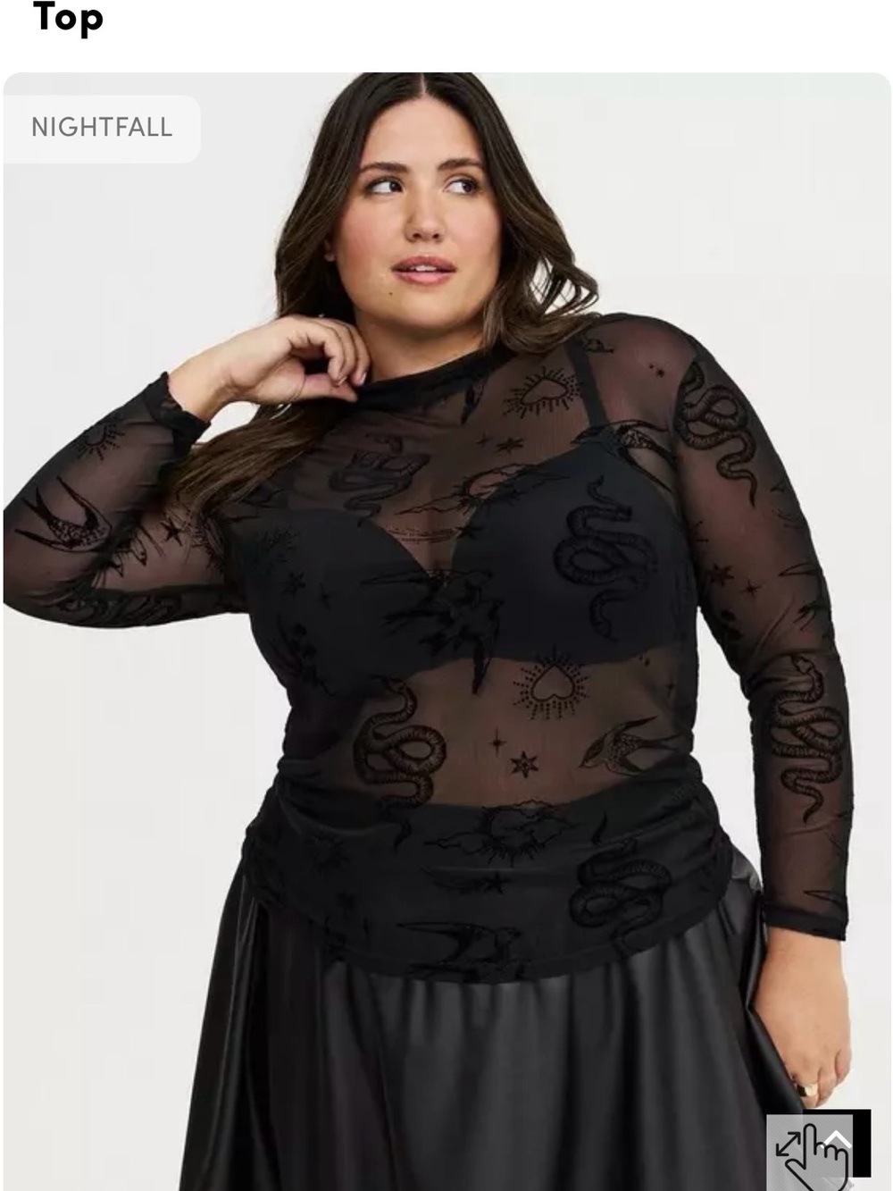 torrid Nightfall black mesh burnout long sleeve size 0 NWT